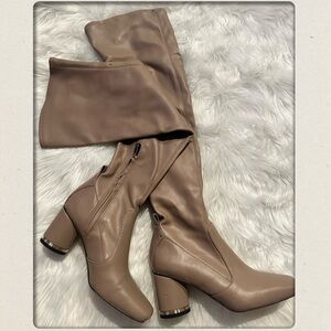 Franco Sarto Taupe Heeled Tall Boots